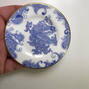 Vintage Blue & White Dragon Miniature Plate